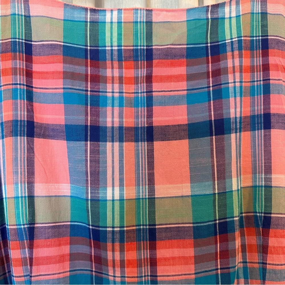 Talbots Pink & Blue Madras Plaid Sleeveless Dress - Picture 11 of 16